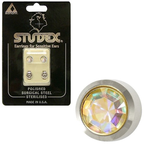 Rock Crystal Studs S/S - Regular Bezel